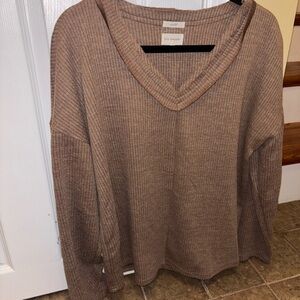 Blu Pepper Women's Brown V-Neck Sweater